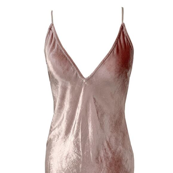 Fleur du Mal Velvet Slip Maxi Dress Platinum Rose Size 8 NWT - Picture 3 of 7